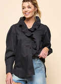 Black Ruffle Long Sleeve Top